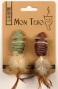 Mon Tero - Мышки с перьями, 2 шт. (эко-игрушка с кошачьей мятой для кошек) 