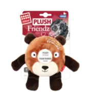 Gigwi Plush Friendz - Игрушка для собак Плюшевый Медведь с резиновым кольцом внутри и пищалками, 19 см