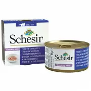 Schesir Tuna with Whitebaits - Тунец с анчоусами в бульоне для котов, банка 85г