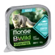 Monge Cat Вwild Grain Free Adult Cod Fish Vegetables Беззерновой паштет для взрослых кошек треска, овощи 100 г