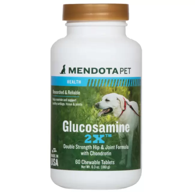 Mendota Pet Glucosamine 2X - Витамины для собак, двойная формула с хондроитином, 60 табл.