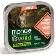 Monge Cat Вwild Grain Free Adult Paté terrine Salmone Консерва беззерновая для взрослых кошек с лососем и овощами 100 г