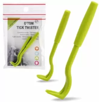 O`Tom Tick Twicter Інструмент для видалення кліщів (2 шт. в блістері, пластикова ручка, зелений)