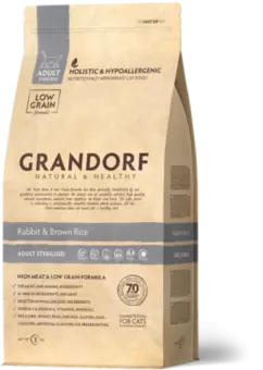 Сухой корм ГРАНДОРФ | GRANDORF Adult Sterilized | Для стерилизованных кошек | Кролик с рисом 