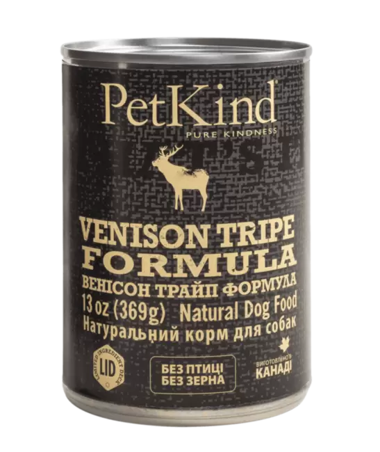 PetKind Venison Tripe Formula - Влажный корм для собак с канадской говядиной, новозеландской олениной и говяжьим рубцом, 369 г